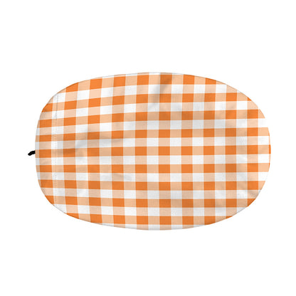 Orange And White Gingham Pattern Print Car Side Mirror Covers