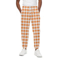 Orange And White Gingham Pattern Print Cotton Sweatpants