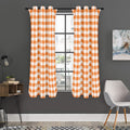Orange And White Gingham Pattern Print Grommet Curtain Panels