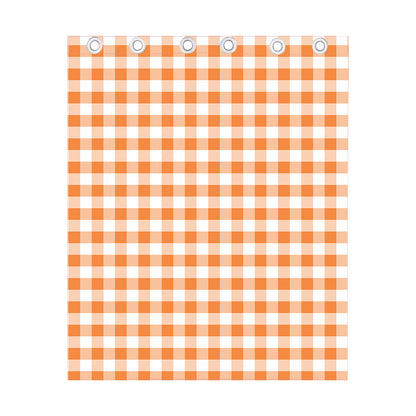 Orange And White Gingham Pattern Print Curtain