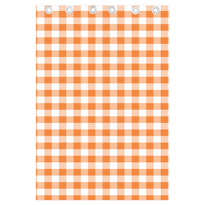 Orange And White Gingham Pattern Print Curtain