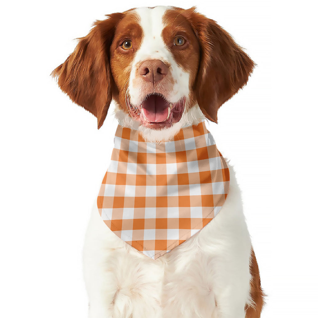 Orange And White Gingham Pattern Print Dog Bandana