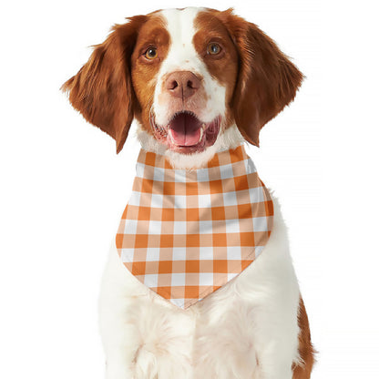 Orange And White Gingham Pattern Print Dog Bandana