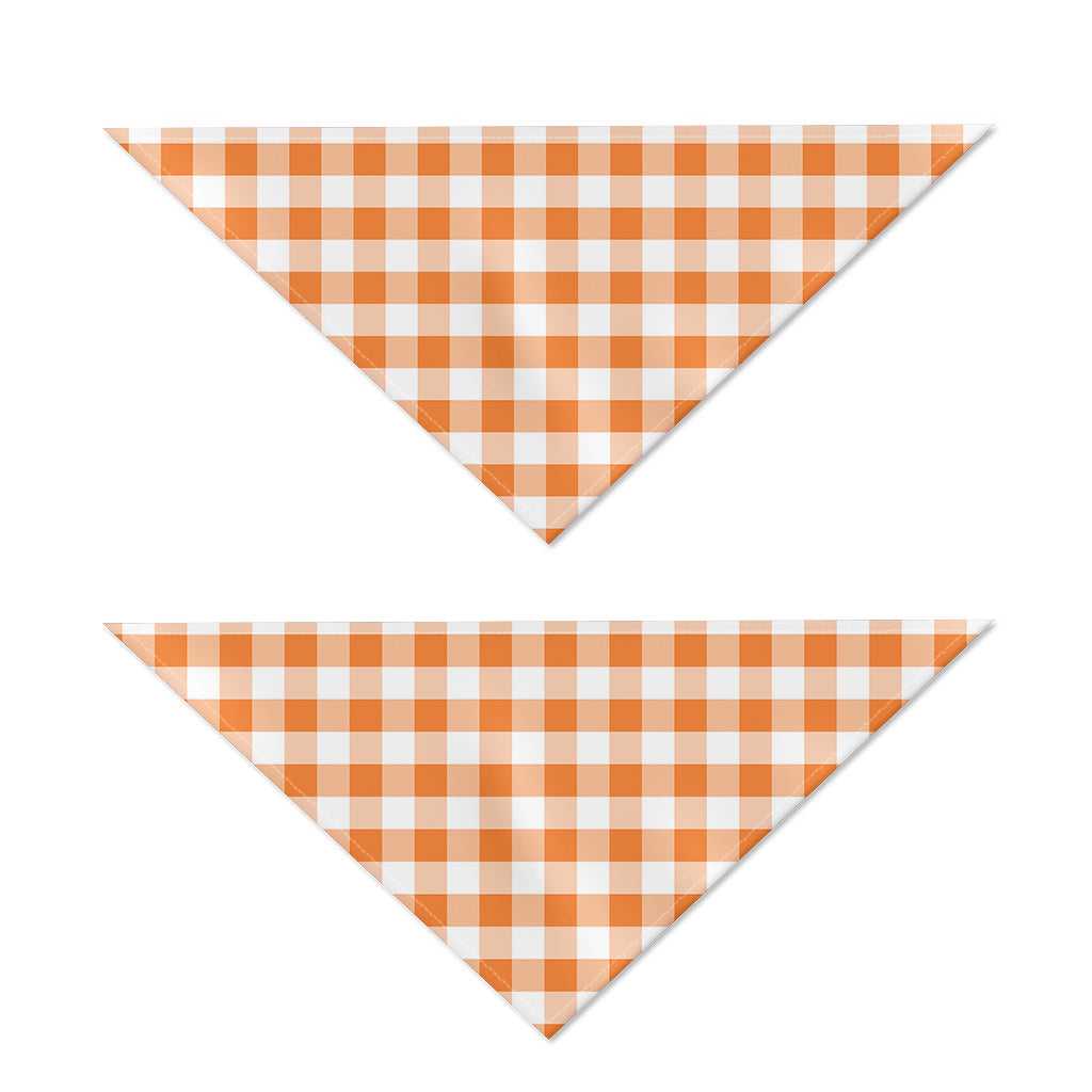 Orange And White Gingham Pattern Print Dog Bandana