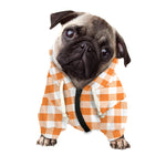 Orange And White Gingham Pattern Print Dog Zip Up Hoodie