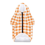 Orange And White Gingham Pattern Print Dog Zip Up Hoodie