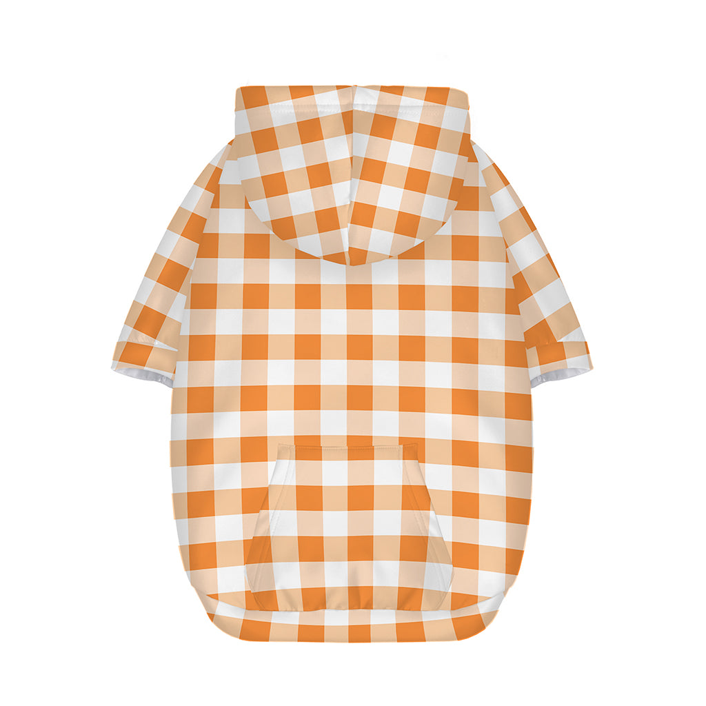 Orange And White Gingham Pattern Print Dog Zip Up Hoodie