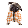 Orange And White Gingham Pattern Print Dog Zip Up Jacket