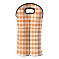 Orange And White Gingham Pattern Print Double Neoprene Wine Tote