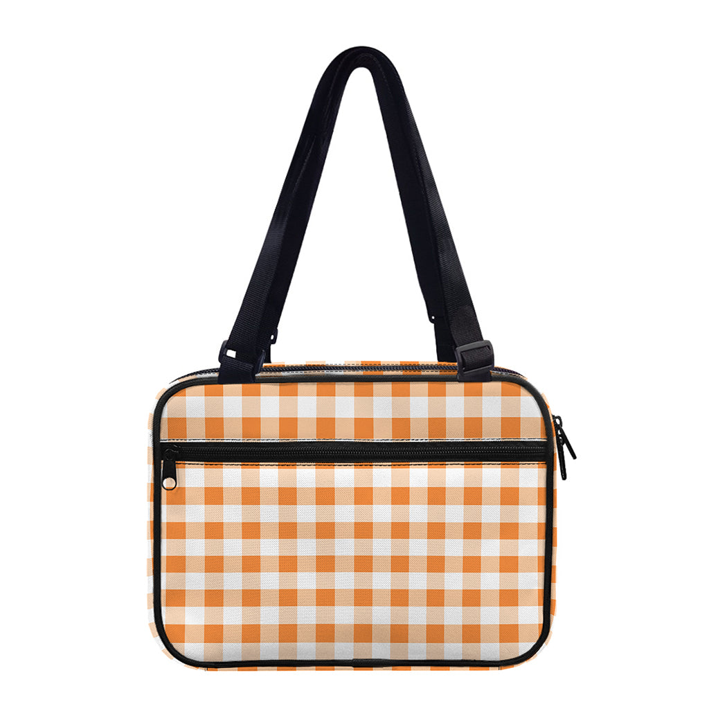 Orange And White Gingham Pattern Print Double Strap Bible Bag