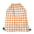 Orange And White Gingham Pattern Print Drawstring Bag