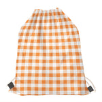 Orange And White Gingham Pattern Print Drawstring Bag