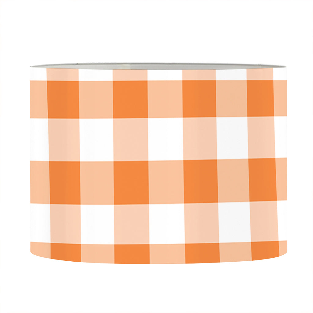 Orange And White Gingham Pattern Print Drum Lamp Shade