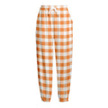 Orange And White Gingham Pattern Print Fleece Lined Knit Pants