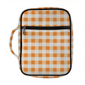 Orange And White Gingham Pattern Print Front Pocket Bible Bag