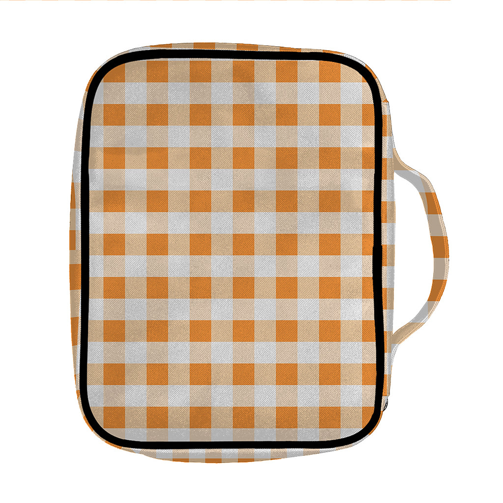 Orange And White Gingham Pattern Print Front Pocket Bible Bag