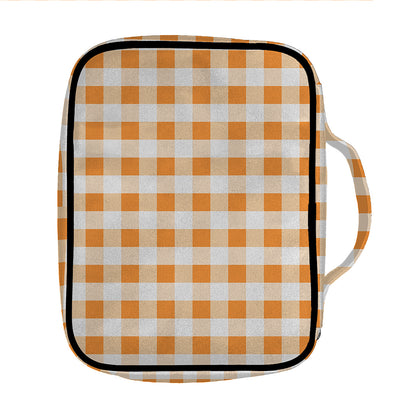 Orange And White Gingham Pattern Print Front Pocket Bible Bag