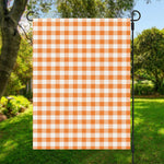 Orange And White Gingham Pattern Print Garden Flag