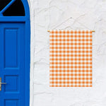Orange And White Gingham Pattern Print Garden Flag