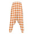 Orange And White Gingham Pattern Print Hammer Pants