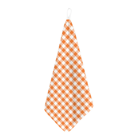 Orange And White Gingham Pattern Print Hand Towel