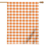 Orange And White Gingham Pattern Print House Flag