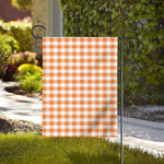 Orange And White Gingham Pattern Print House Flag