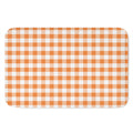 Orange And White Gingham Pattern Print Indoor Door Mat