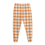 Orange And White Gingham Pattern Print Jogger Pants