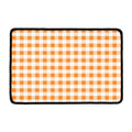 Orange And White Gingham Pattern Print Kitchen Mat