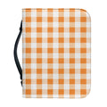 Orange And White Gingham Pattern Print Leather Bible Cover