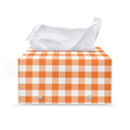 Orange And White Gingham Pattern Print Leather Tissue Box Cover