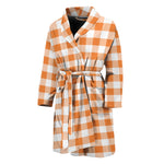 Orange And White Gingham Pattern Print Men's Bathrobe