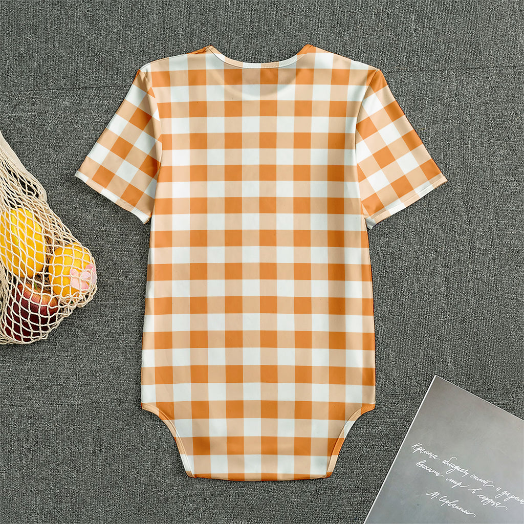 Orange And White Gingham Pattern Print Men's Bodysuit