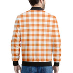 Orange And White Gingham Pattern Print Men's Bomber Jacket