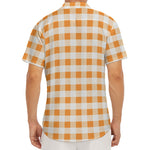 Orange And White Gingham Pattern Print Men's Deep V-Neck Shirt