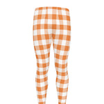 Orange And White Gingham Pattern Print Men's leggings