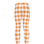 Orange And White Gingham Pattern Print Men's leggings