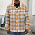 Orange And White Gingham Pattern Print Men's Shirt Jacket
