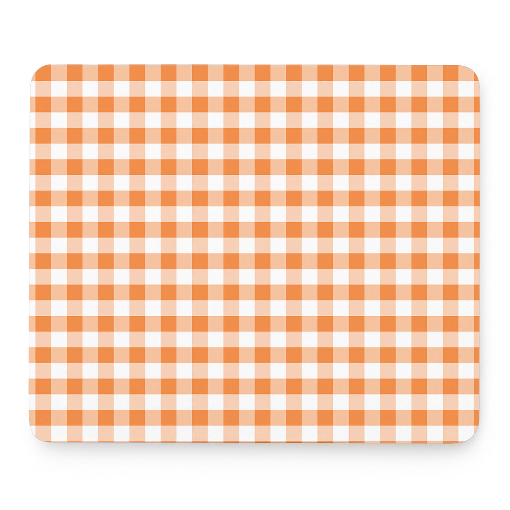 Orange And White Gingham Pattern Print Mouse Pad
