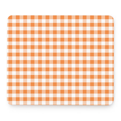 Orange And White Gingham Pattern Print Mouse Pad