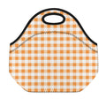 Orange And White Gingham Pattern Print Neoprene Lunch Bag