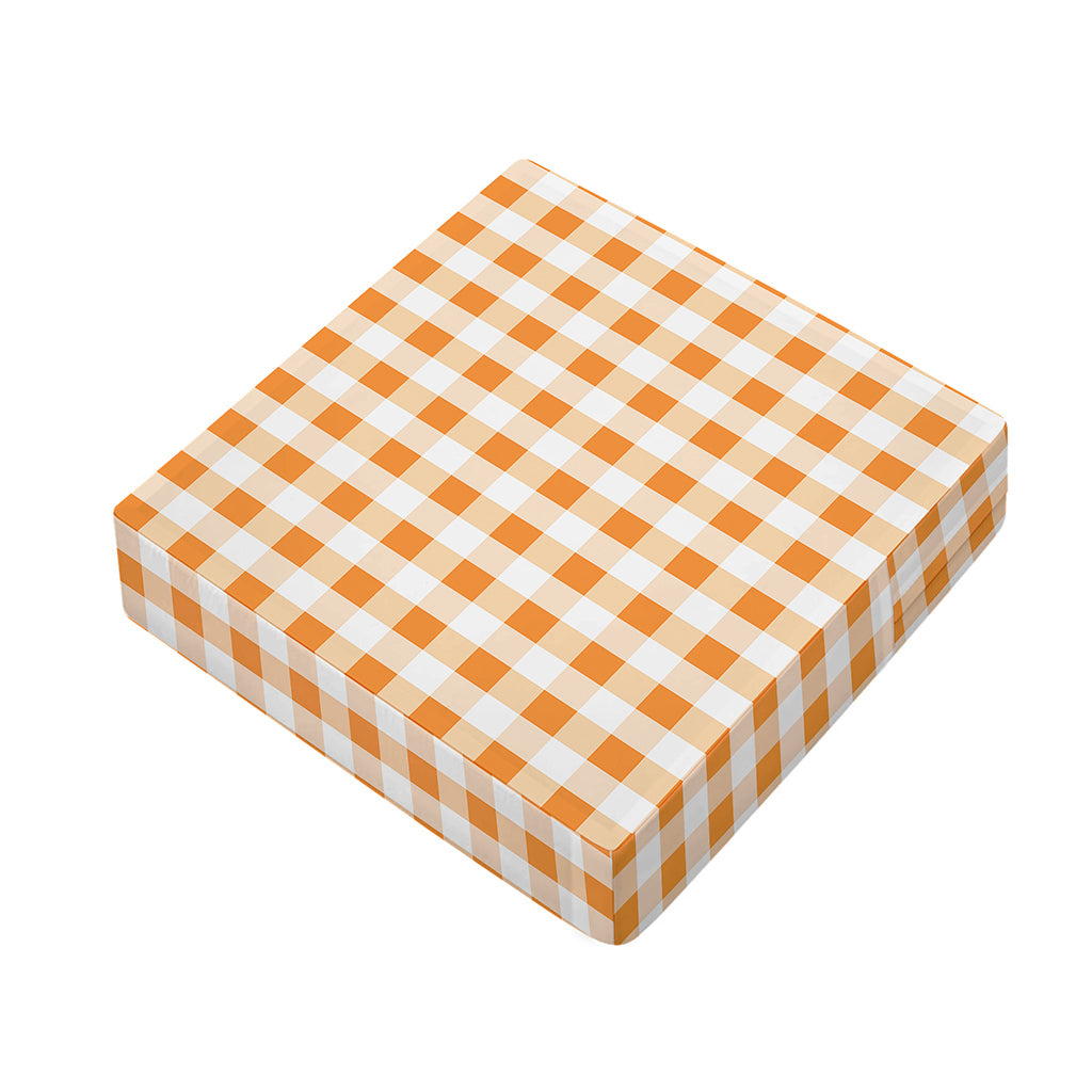 Orange And White Gingham Pattern Print Outdoor Seat Cushion Cover