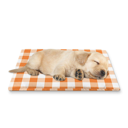 Orange And White Gingham Pattern Print Pet Cooling Mat Cover