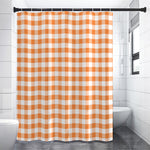 Orange And White Gingham Pattern Print Premium Shower Curtain