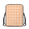 Orange And White Gingham Pattern Print Rectangular Crossbody Bag