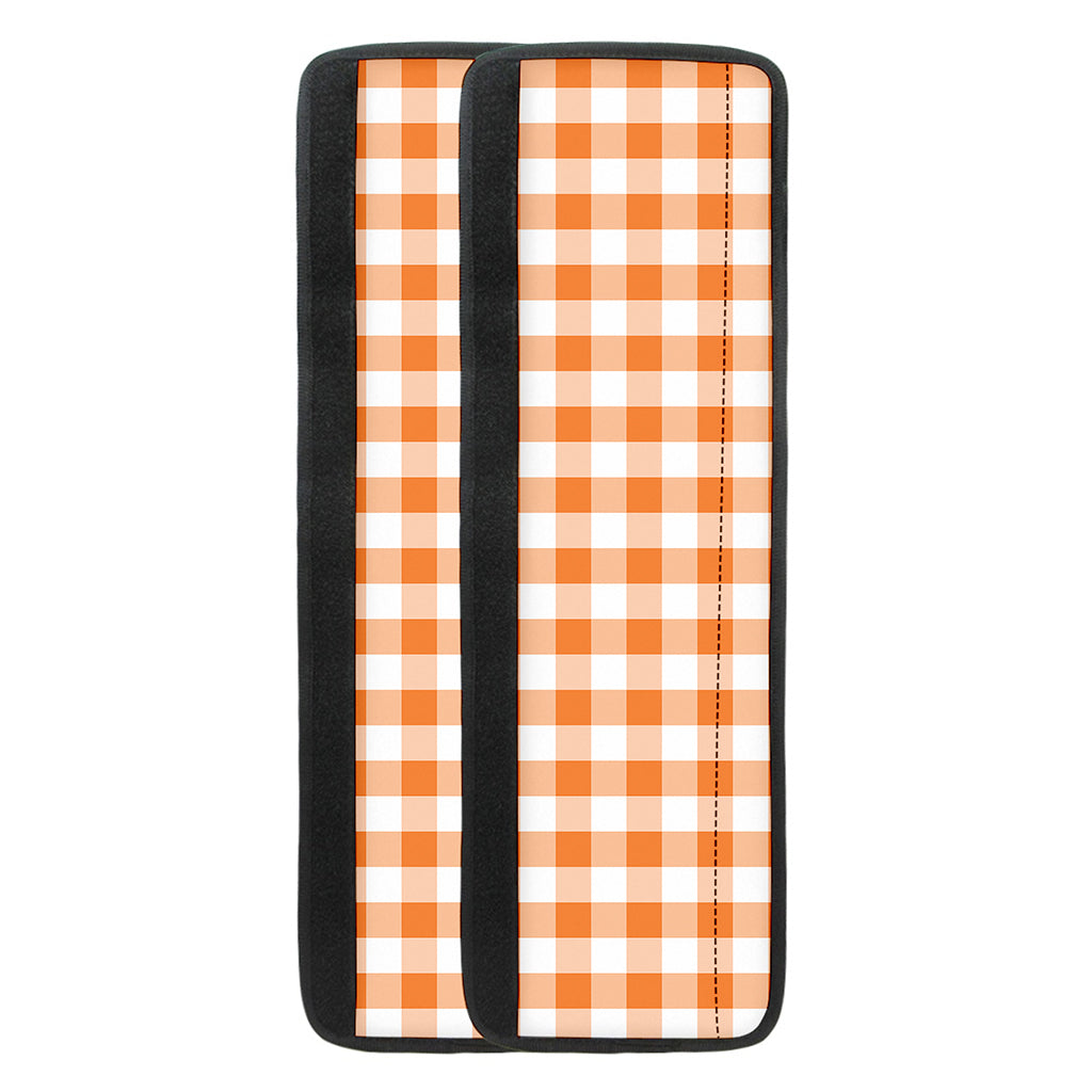 Orange And White Gingham Pattern Print Refrigerator Handle Covers