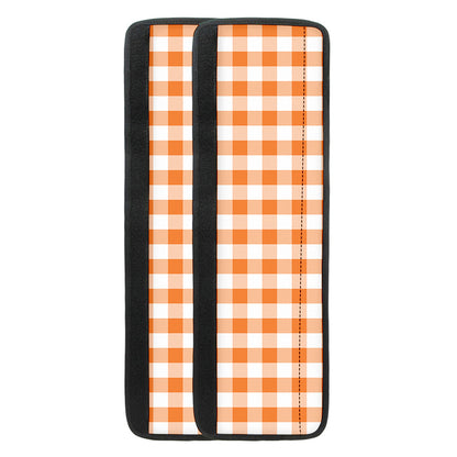Orange And White Gingham Pattern Print Refrigerator Handle Covers