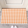 Orange And White Gingham Pattern Print Rubber Doormat