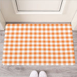 Orange And White Gingham Pattern Print Rubber Doormat